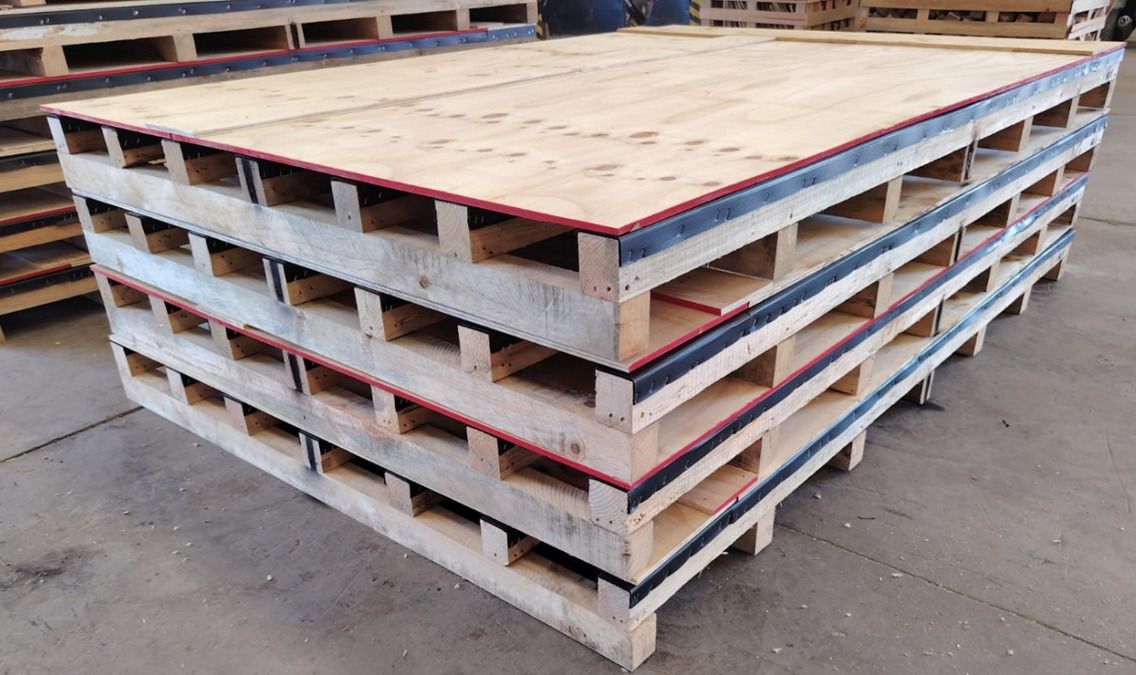 Tarima industrial reforzada con cubierta de triplay